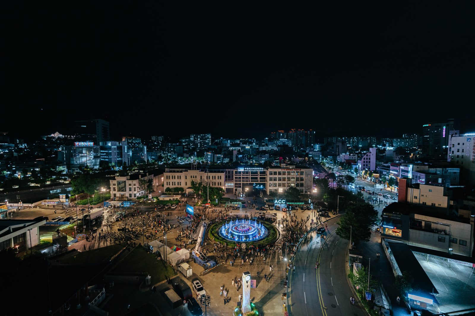 Asia Culture Center in Gwangju, South Korea at night